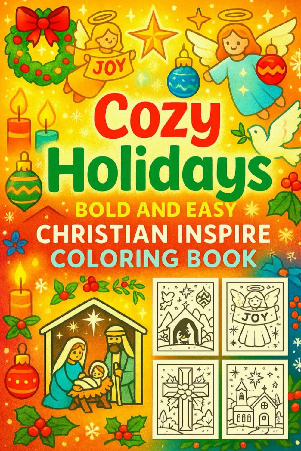 Cozy Holidays Christian Coloring Book: Bold & Easy Christmas Designs with Faith-Inspired Scenes for All Ages