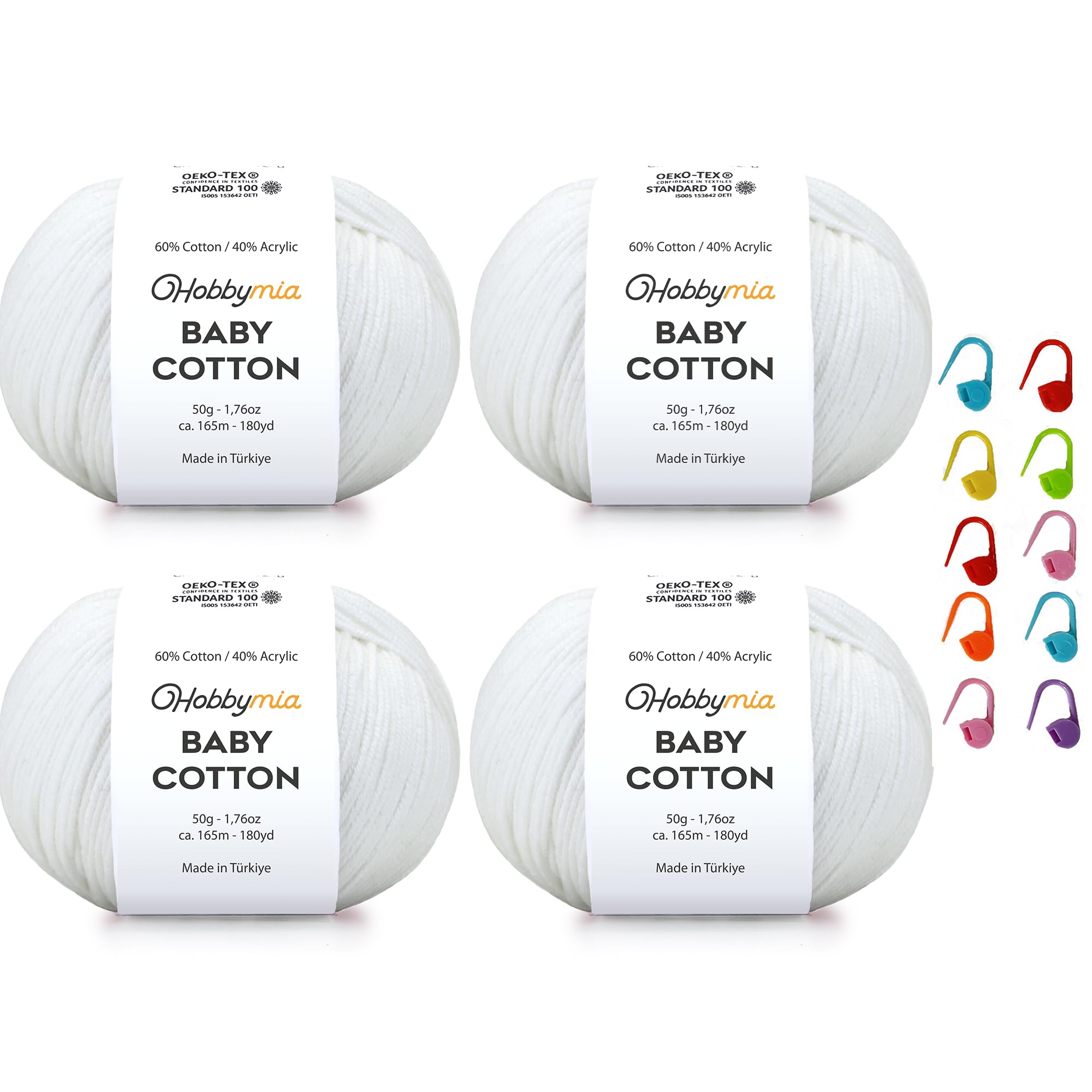 Baby Cotton Blend Yarn – Soft Sport Weight Yarn for Crochet & Amigurumi - 50g/180yds - 60% Cotton 40% Acrylic - Ideal for Baby & Knitting Proj.(Neon Green, 1 Ball) — view 51