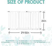 Vista 3 de Regalo - Puerta extra ancha de 56 pulgadas para bebé, incluye extensión de 4 pulgadas, 8 pulgadas y 12 pulgadas, paquete de 4 soportes a presión y 4