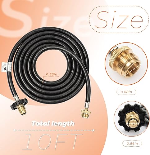 Miniatura 5 de F273704 - Conjunto de manguera de propano de 10 pies compatible con calentador Mr. Heater Big Buddy para interiores y exteriores MH9B MH18B