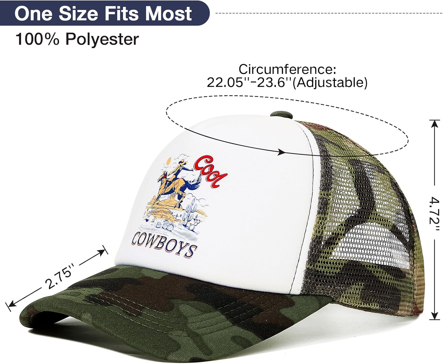 Vintage Trucker Hats Men Women Funny Cute Cowboys Trucker Hats Country Caps Adjustable Snapback Retro Trendy - Image 4