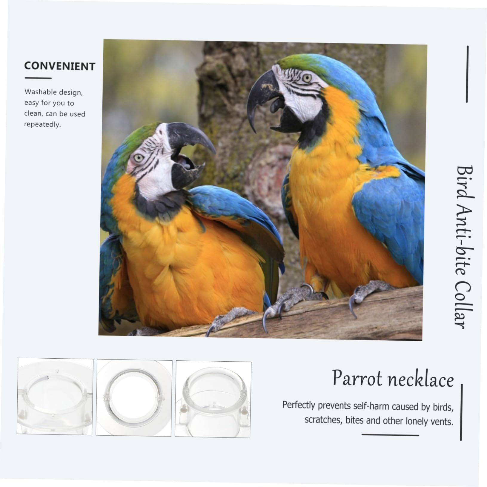 GRIRIW Parrot Feather Plucking Preventer Macaw Neckband Bird Collar Size Material