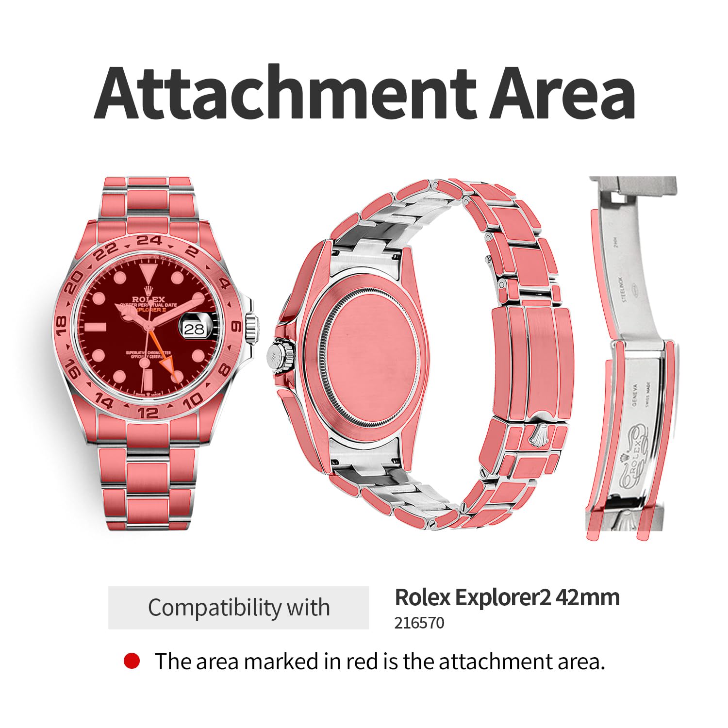skoko [1Set Full Package Pellicola Protettiva Corpo Compatibile con Rolex Explorer2 42mm Ref. 216570, Pelle Trasparente Lucida, Copertura Completa, Anti Scartch, Pezzi extra per aree difficili