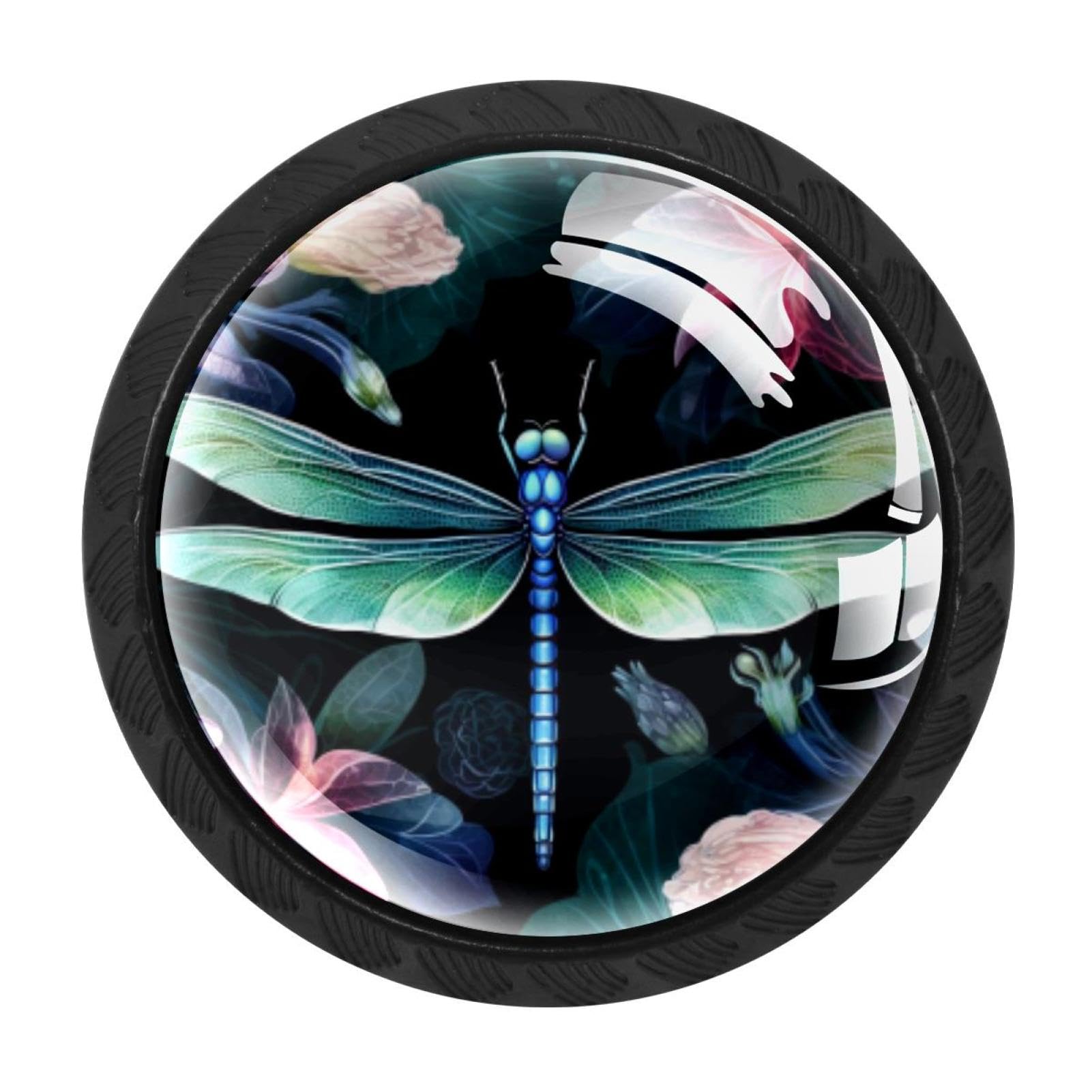 CHENZZZZ 4 pcs Dragonfly Cabinet Knobs Crystal Drawer Pulls for Kitchen, Bathroom Cabinet, Dresser and Cupboard