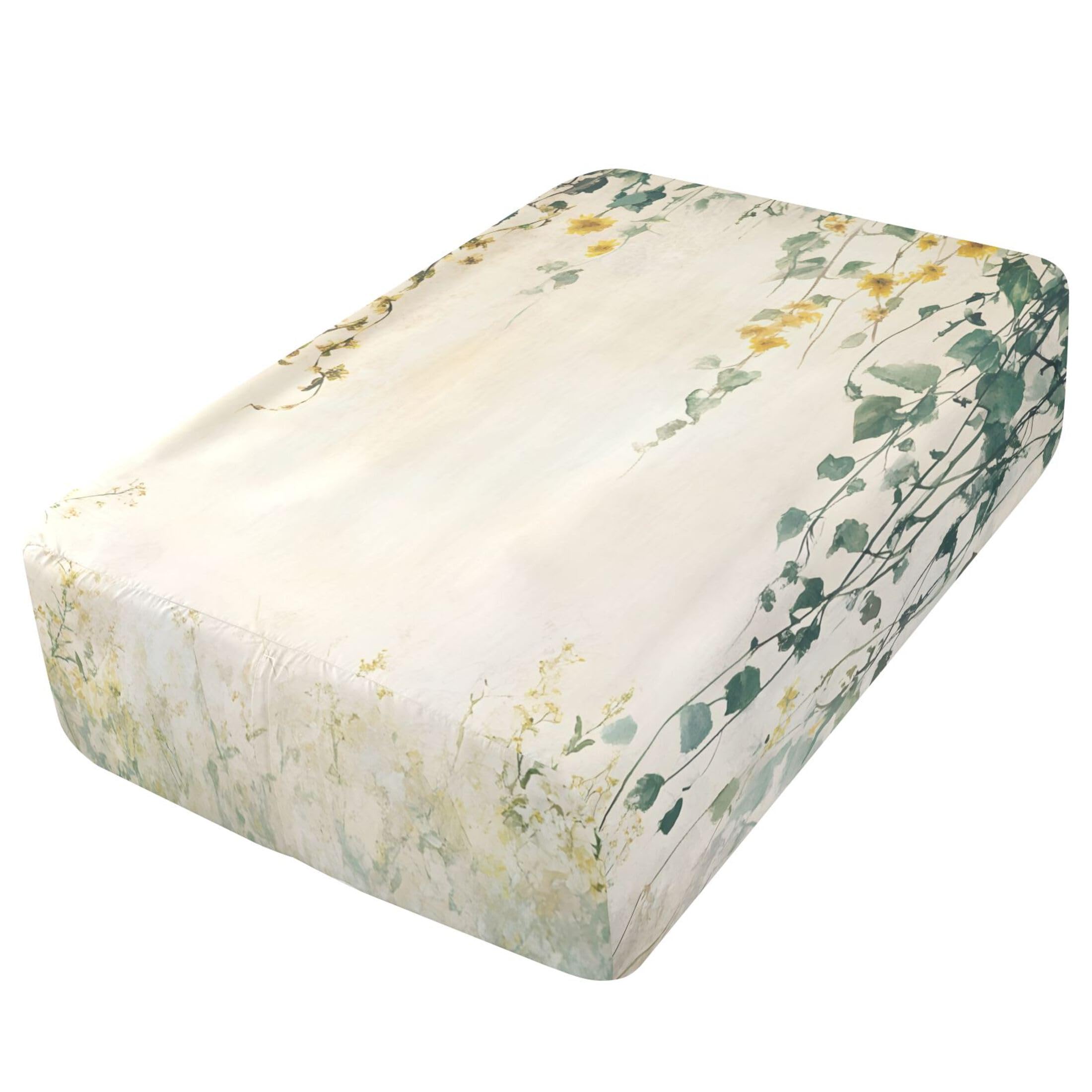 Sábana bajera ajustable tamaño individual con girasoles de acuarela para colchón de aire, bolsillo extra profundo de 24 pulgadas, funda suave y transpirable con apertura de válvula de