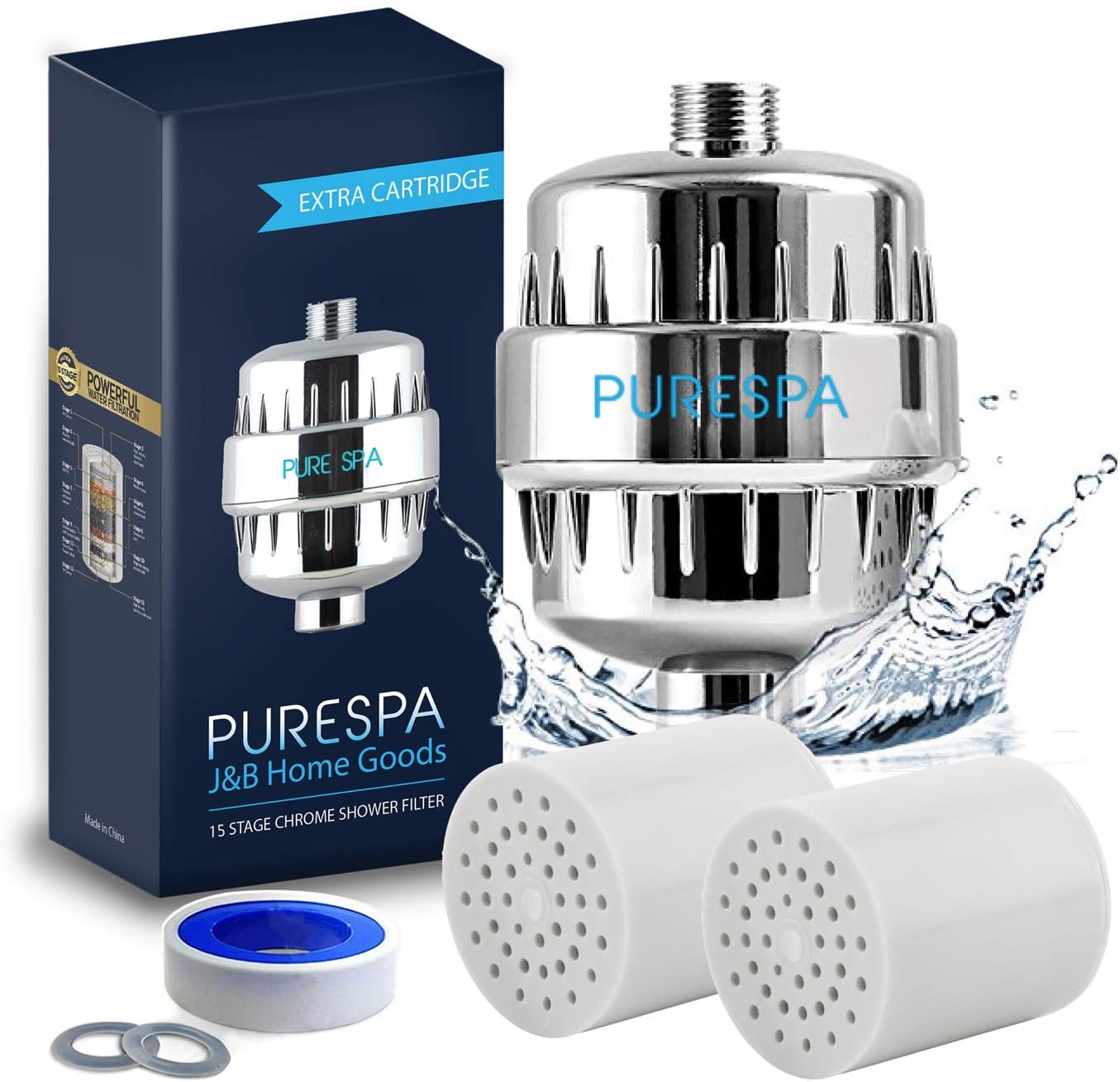 J&B Home Goods PureSpa High Output 15 Stage Shower Filter Filters and