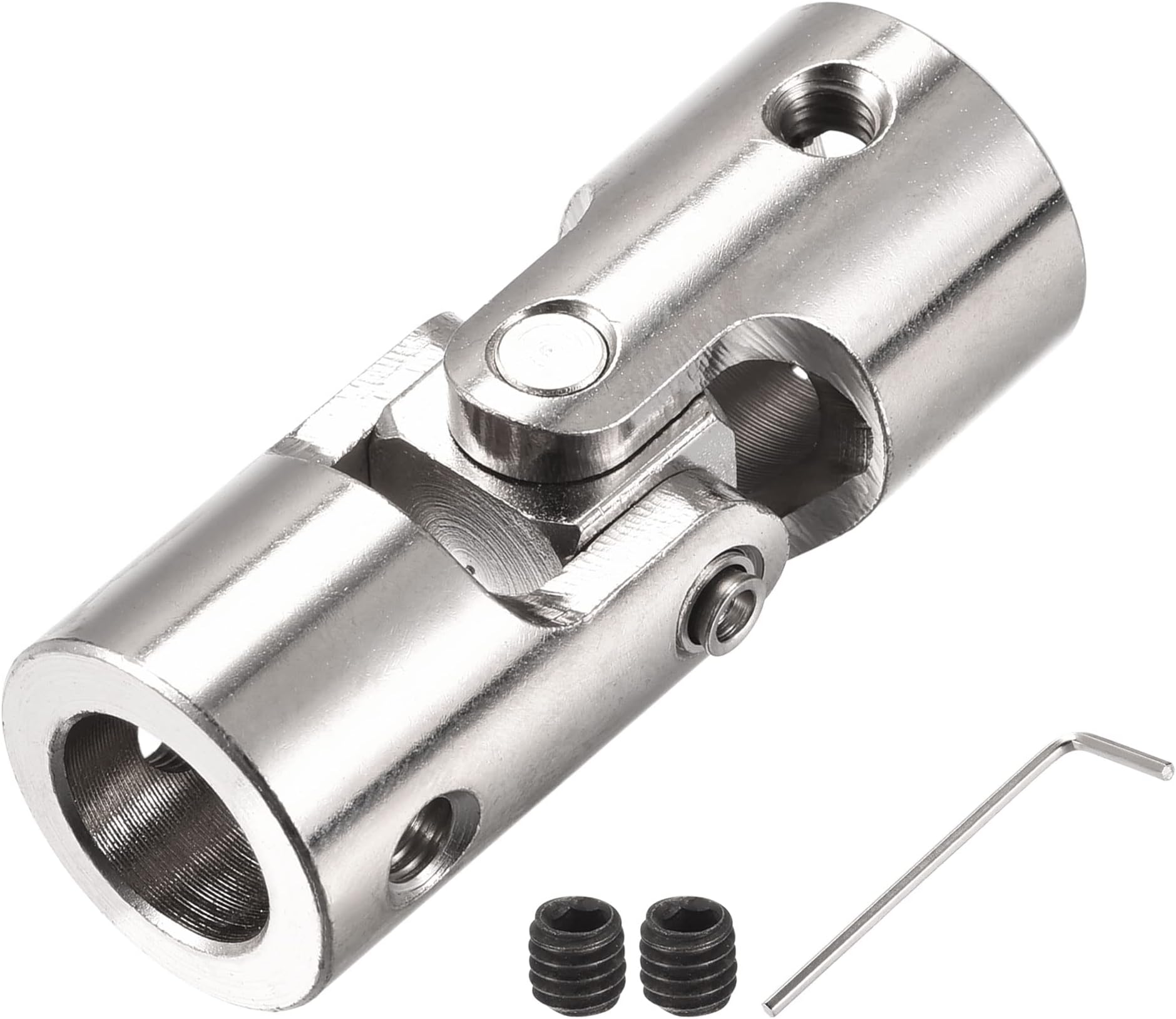 sourcing map 12mm to 12mm Inner Dia Rotatable Universal Joint Shaft Coupling L52 x D20 with Screws and Wrench for RC Model