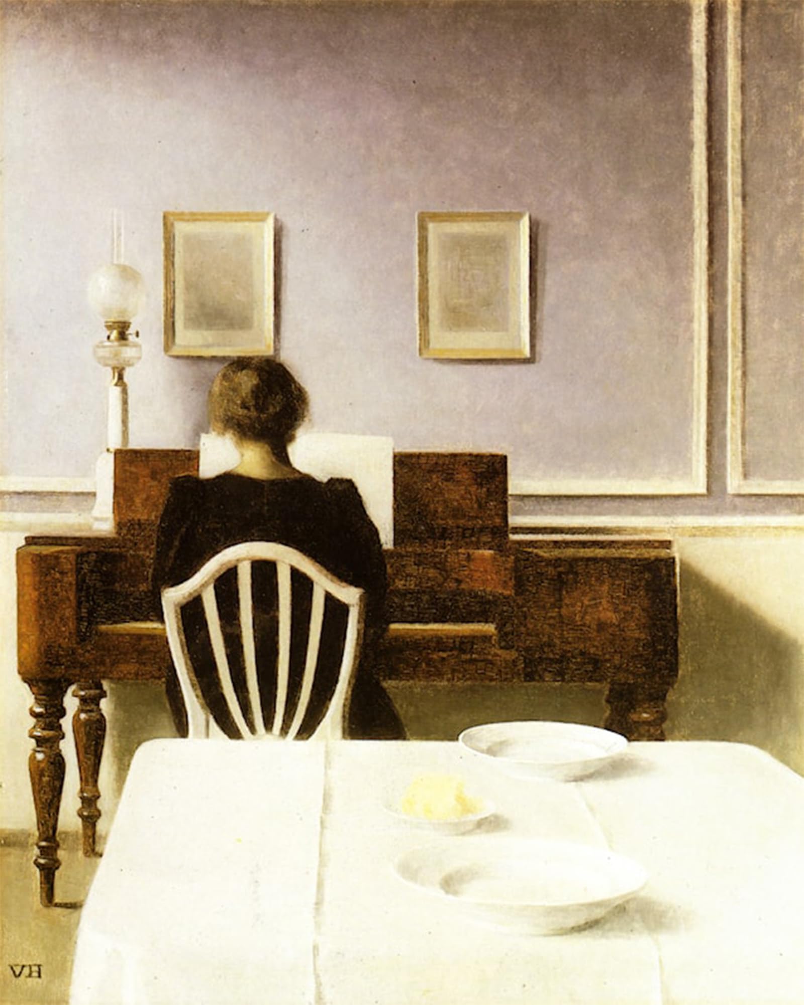 POSTERIIk Famous Print Pop Art Wall Art Graffiti Interior with a Girl At the Clavier by Vilhelm Hammershoi Art Prints for Home Decor 60x90cm