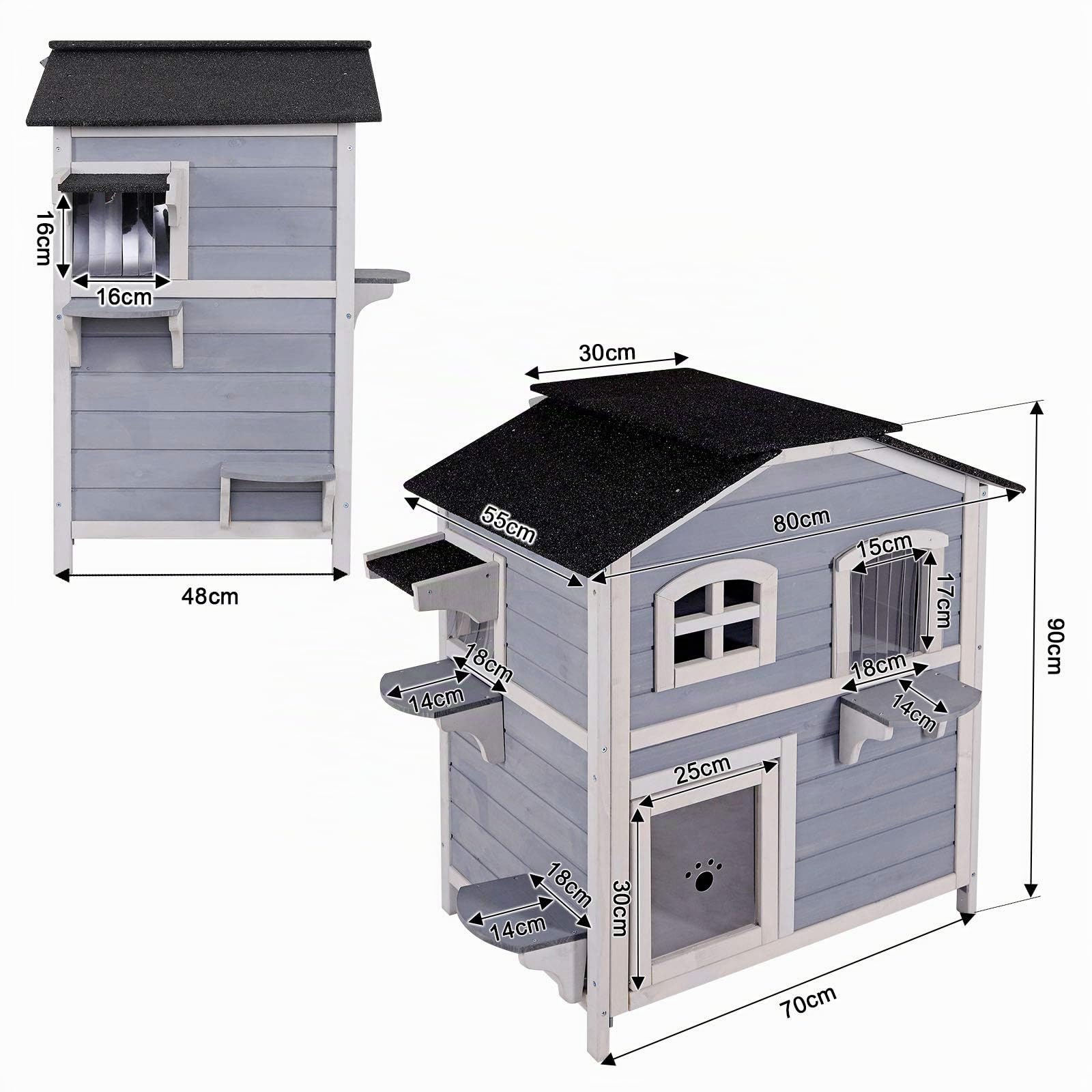 lionto Casa en forma de cueva, Villa para gatos, cabaña 80x55x90 cm, recinto Gris