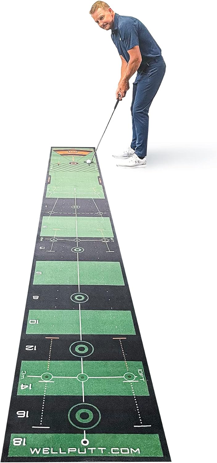 WELLPUTT - 13ft Golf Putting Training Mat - Green : Sports & Outdoors