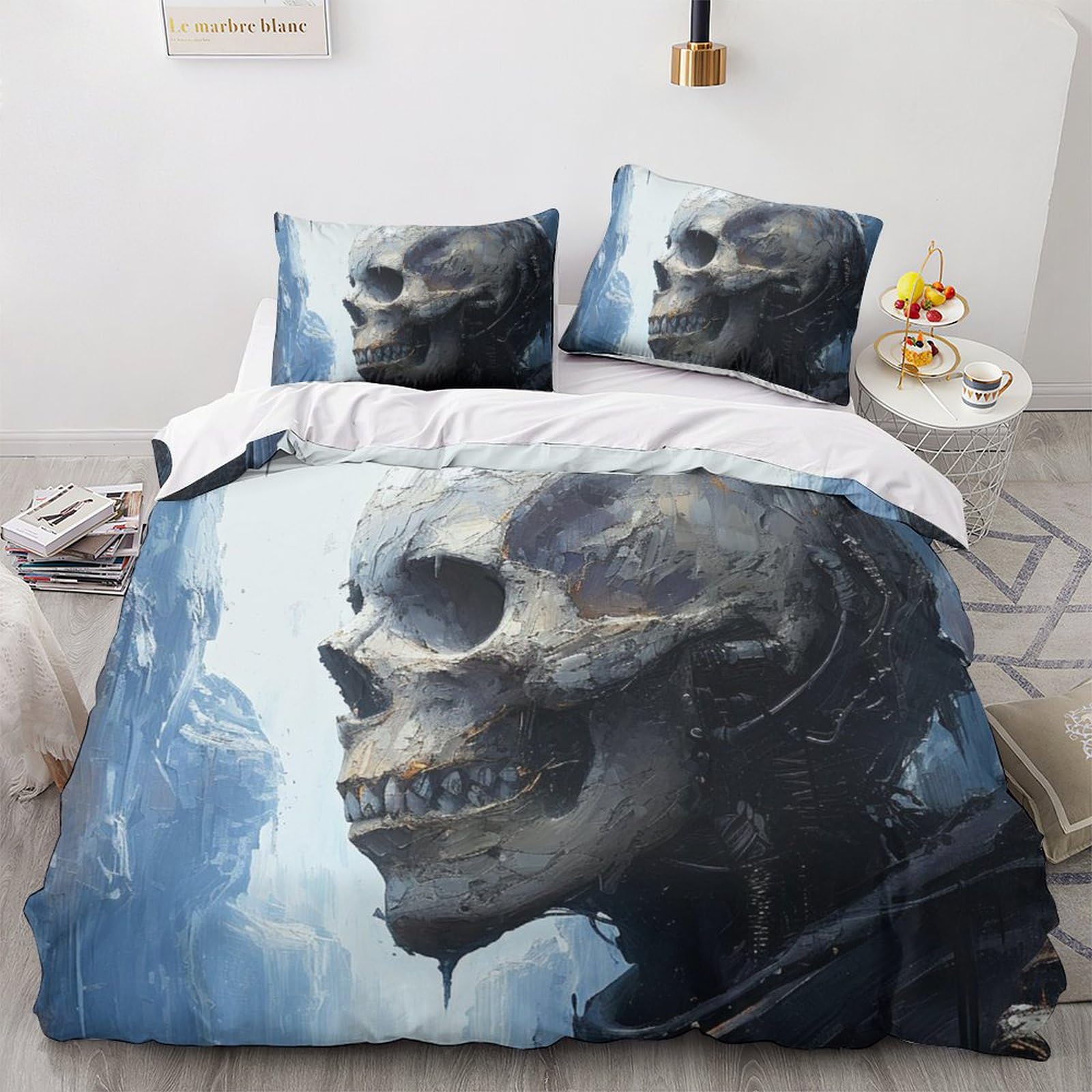 Housse de couette cyberpunk 200x200 parure de lit ado 3 pièces avec taies d'oreiller en microfibre