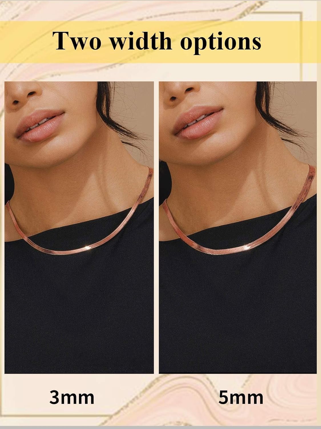 ChainsHouse Flat Snake Chain Herringbone Choker Necklace for Women, Stainless Steel/Rose Gold/18K Gold Plated Dainty Adjustable Simple Short Layered Necklaces, 12"/15"/18" with 3.5" Extender - Image 5