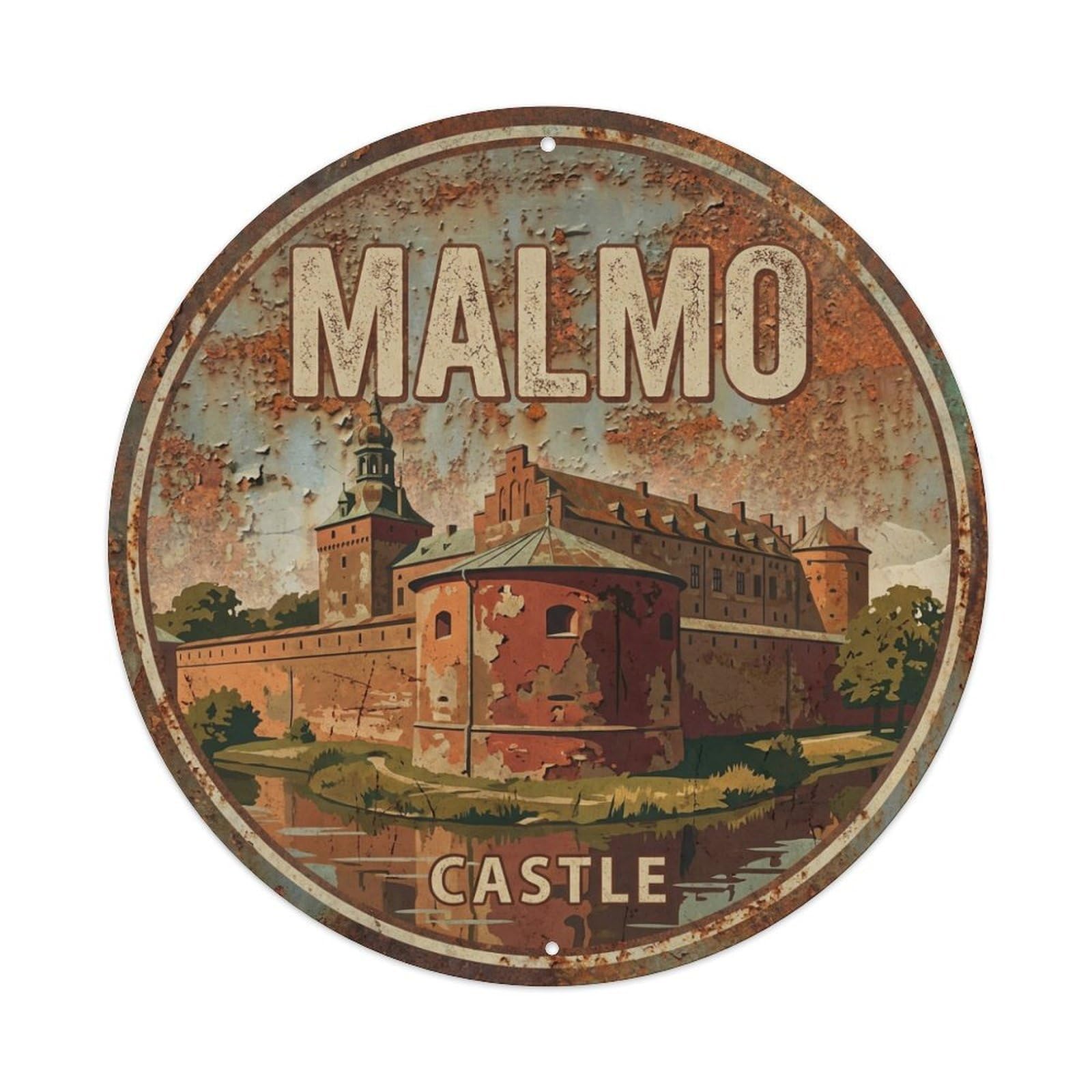 Metal Tin Sign Sweden Vintage Travel Malmo