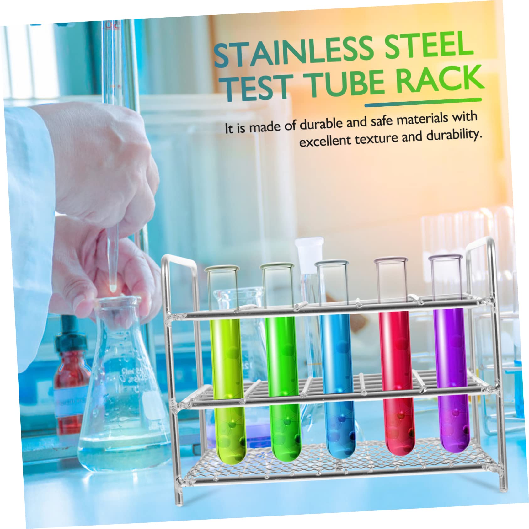 25 Trous Support pour Tubes à Essai en Acier Inoxydable