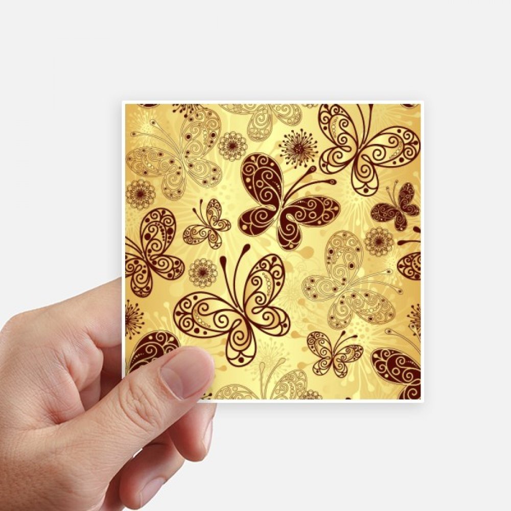 Autocollant carré 10cm papillon jaune adhésif pour décoration murale et pc portable
