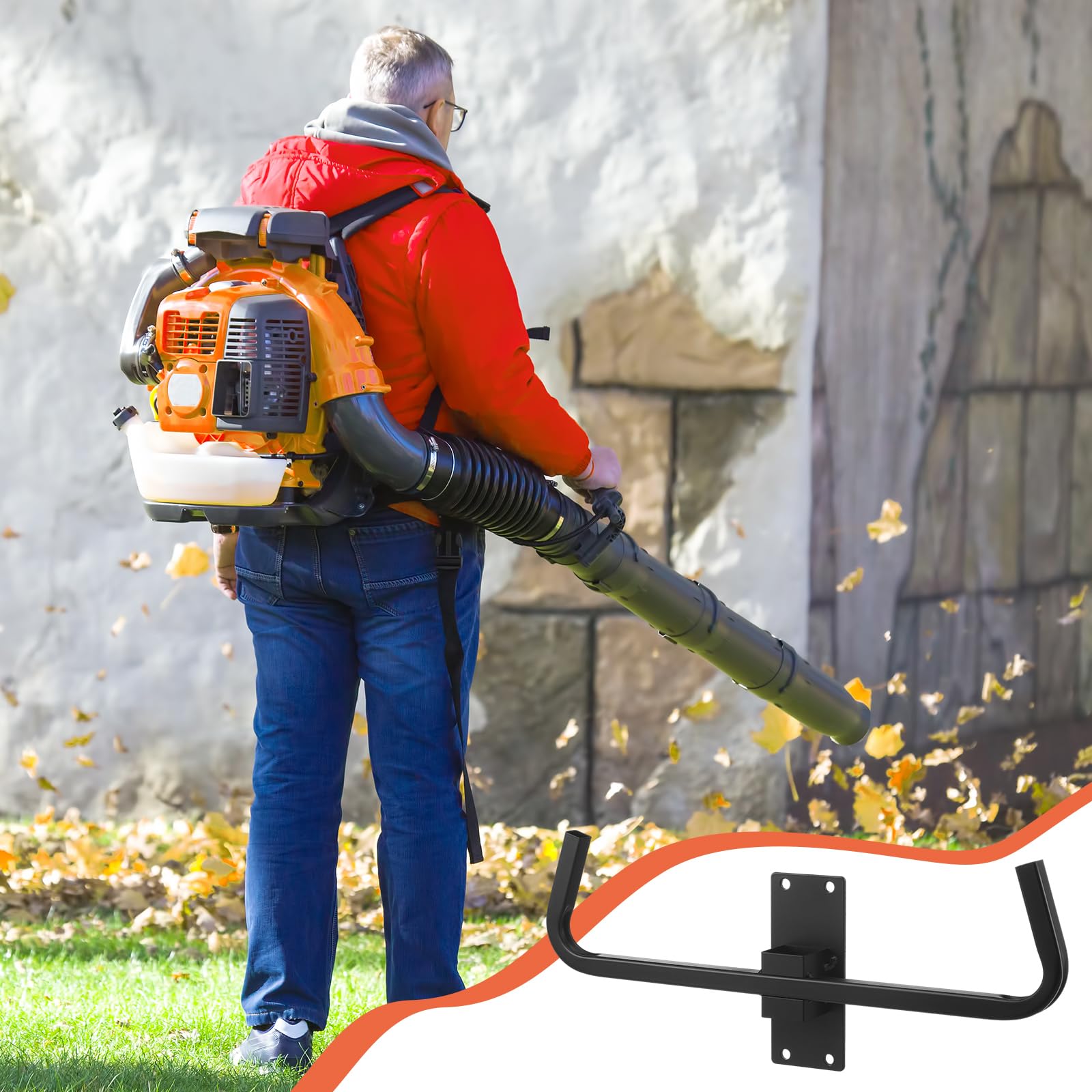 Shimeyao Soporte para soplador de mochila, pulverizador, montaje en pared, soporte de pared para motosierra, soporte de pared, accesorios para organización de garaje, remolque, almacenamiento de