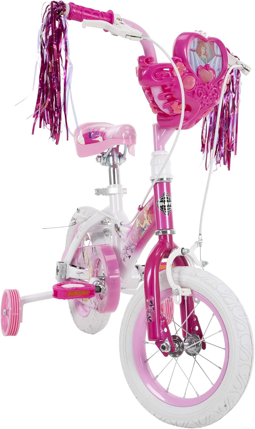 Huffy Disney Princess Kid Bike 12 inch & 16 inch, Quick Connect Assembly & Regular Assembly, Pink Princess Basket 16 inch Quick Connect Assembly Pink
