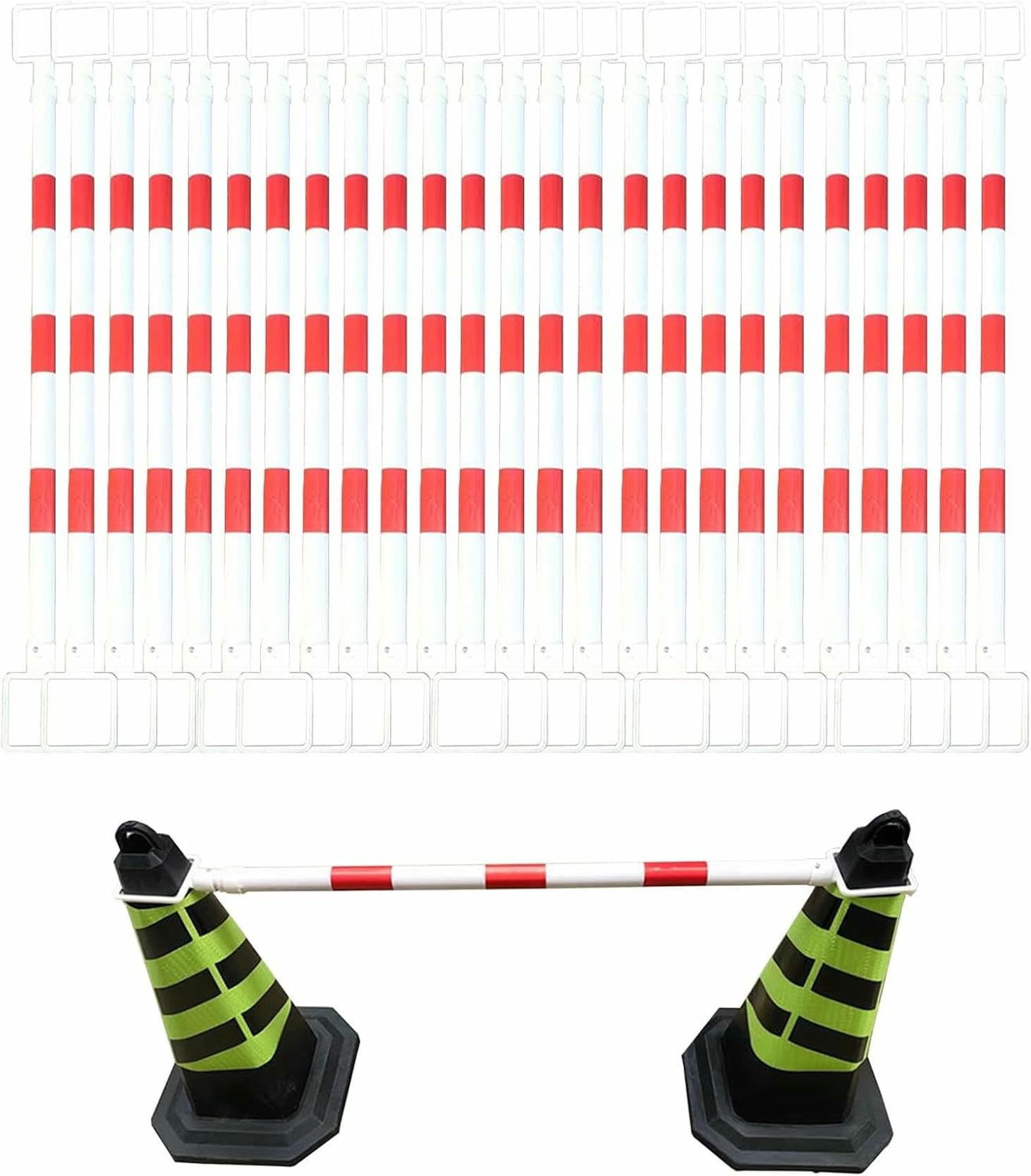 Cônes de signalisation Exteon avec poteaux télescopiques réfléchissants pour route