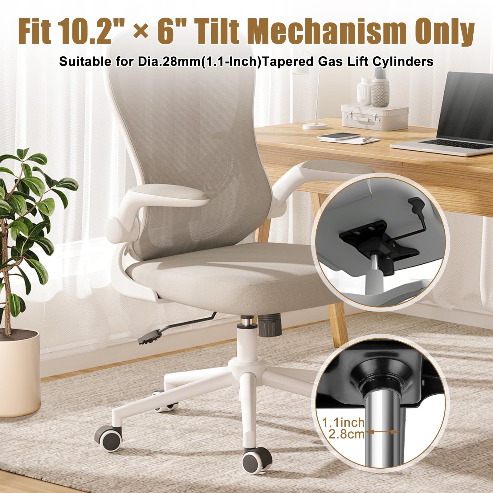 YAYODS Pièces de rechange pour chaise de bureau, 226,8 kg, mécanisme de contrôle d'inclinaison pivotant, trous de montage de 15,9 x 25,9 cm, base pivotante inclinable, noir