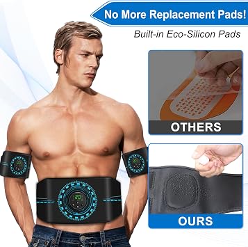 ABS Fitness Belt 3 Pack, Adjustable Abdominal, Arm & Leg Exercise Belt, 20 Intensity Levels, 8 Modes, USB Rechargeable Workout Belt for Home Fitness, Men & Women