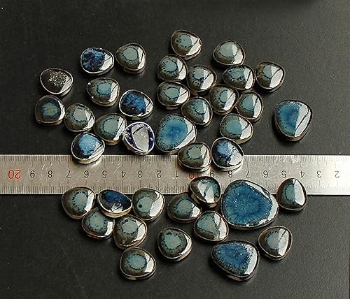 Vista 15 de Azulejos de mosaico de 7.05 oz, paquete de azulejos de mosaico de cerámica para decoración del hogar, manualidades, platos, marcos de fotos, Azul