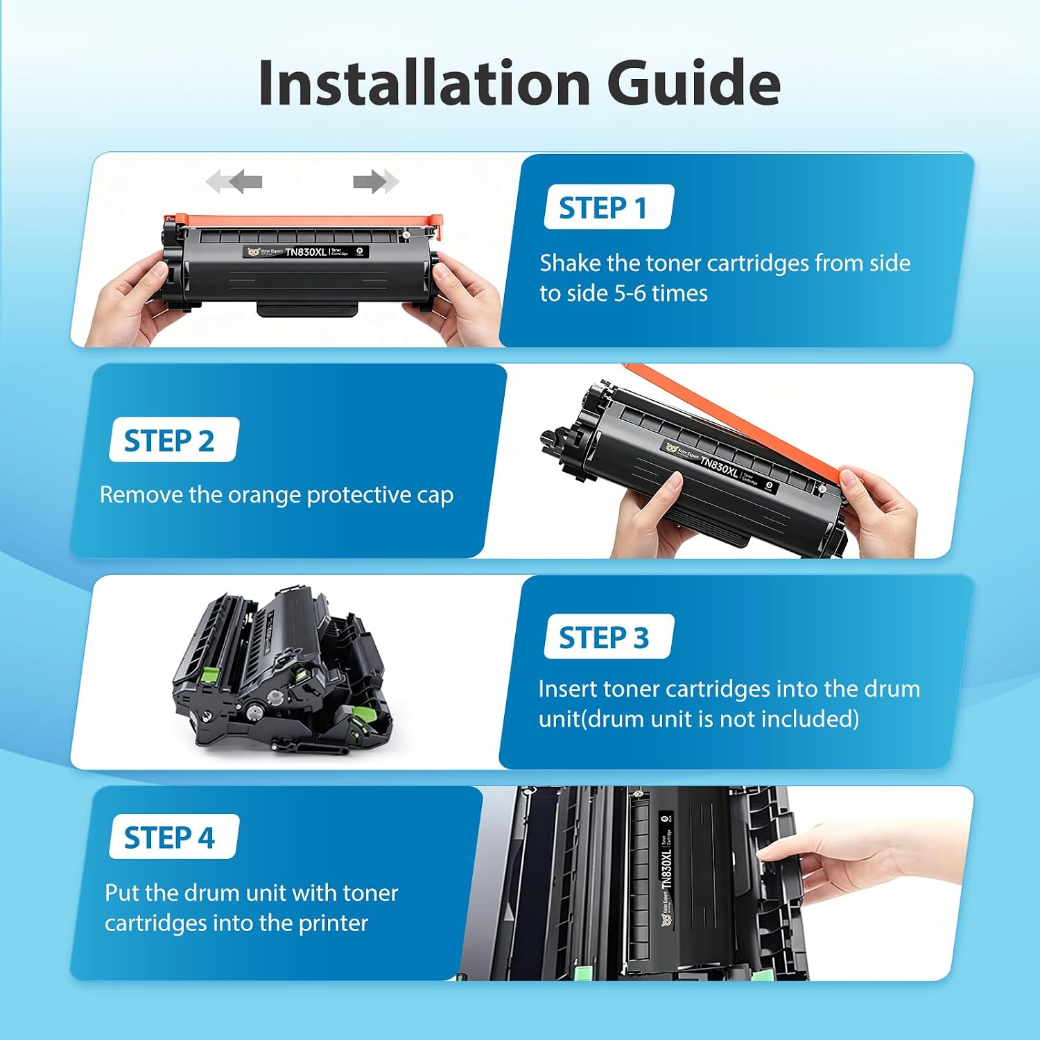 TN830XL TN830 Toner Cartridges Replacement for Brother TN 830XL Work with DCP-L2640DW HL-L2460DW HL-L2480DW HL-L2405W HL-L2400D MFC-L2820DW MFC-L2760DW High Yield Printer (4 Pack, Black)