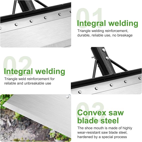 Wide Garden Shovel Head – 38cm Stainless Steel Weed Scraper Blade with Screws – Patio Moss Remover & Snow Shovel Attachment – Heavy Duty Garden Tool Head