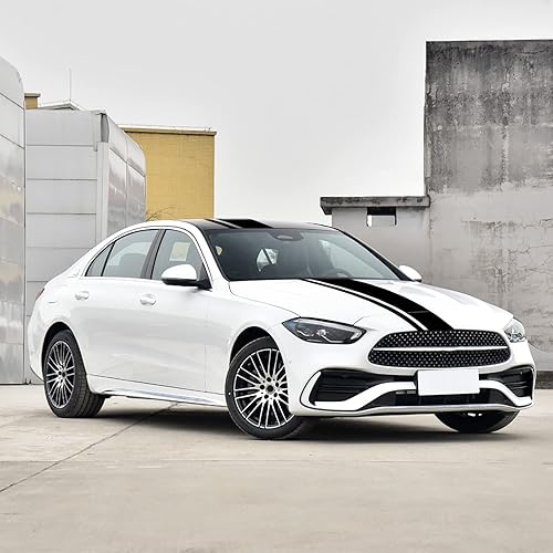 Miniatura 4 de 3 piezas de calcomanías de vinilo con diseño de rayas deportivas modificadas para el capó, el cuerpo y el techo del coche, gráficas, decorativas,