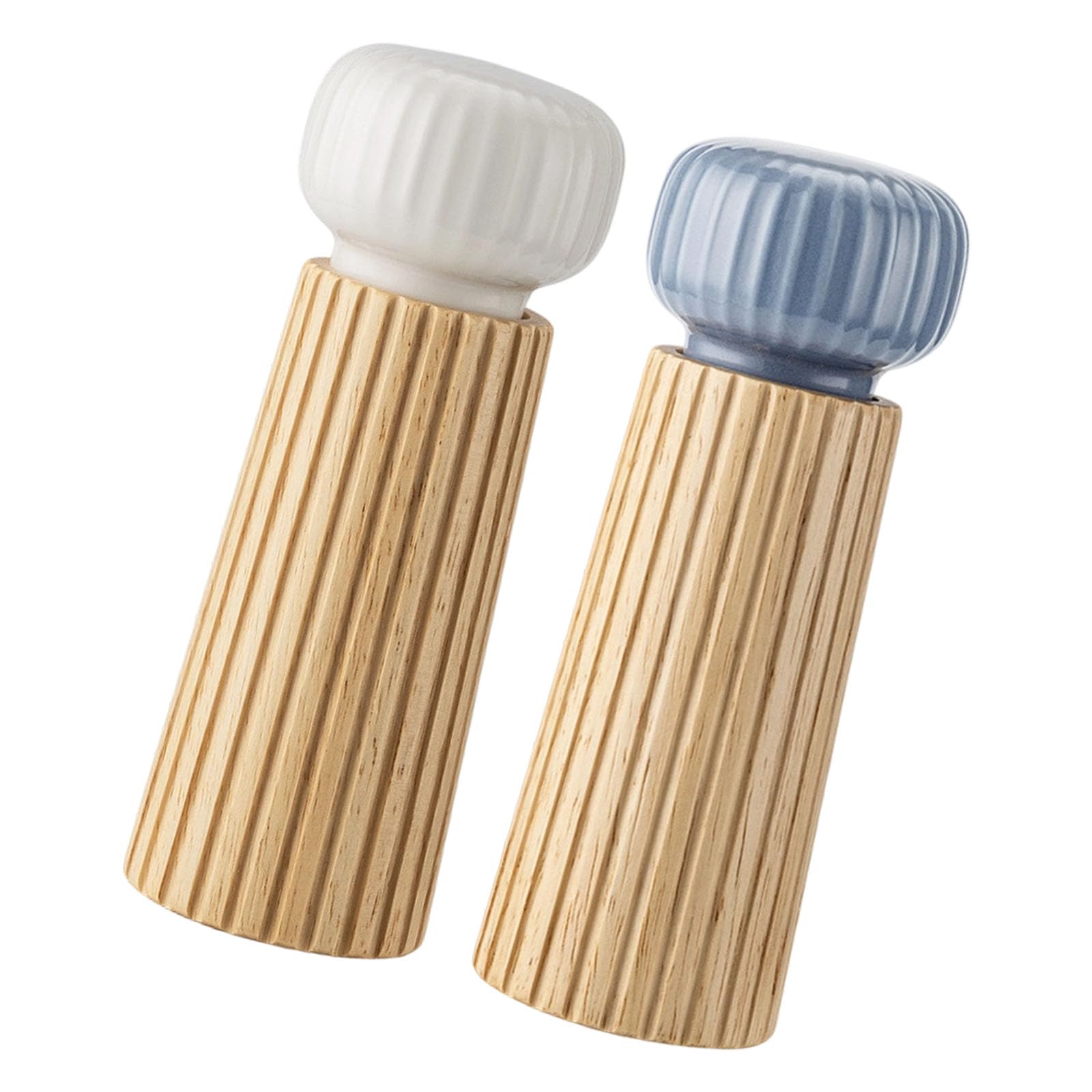 TFAOYS Kitchen Spices Storage Container Rubberwood Grinder with Ceramic Cores Seasoning Bottle for Daily Use Rubberwood Salts Peppers Stirrer
