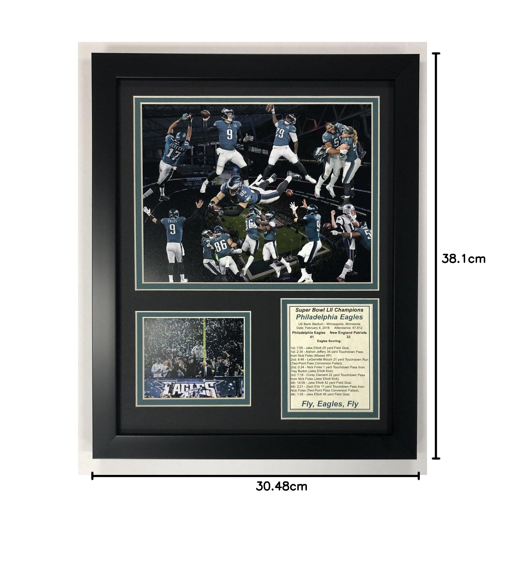 Legends Never Die Philadelphia Eagles Super Bowl 52 NFL Champions Collectible | Collage fotografico incorniciato da parete, 30,5 x 38,1 cm