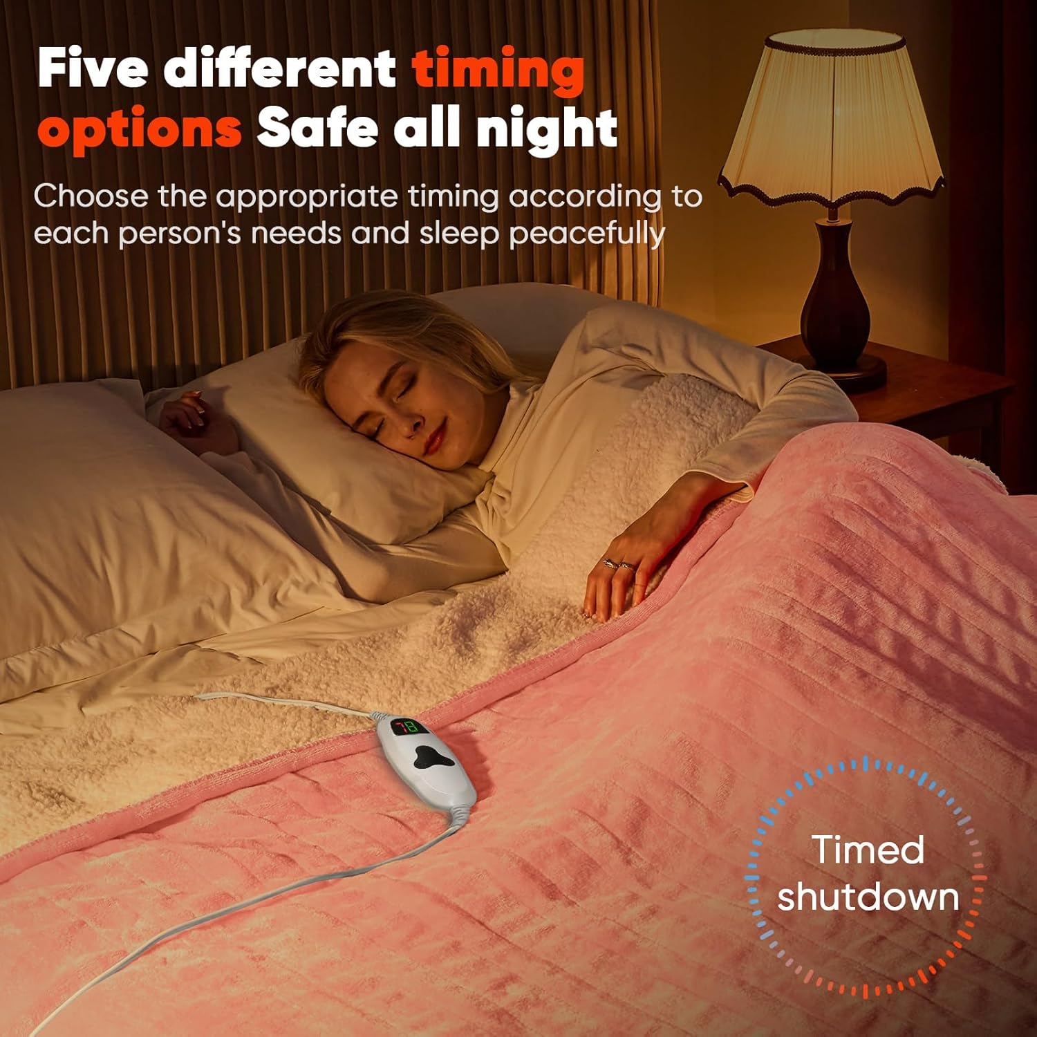 greenoak Heated Blanket Electric Throw 50"X60", Heating Blanket with 10 Heat Levels 8 Hours Auto-Off,Fleece Soft Blanket,Christmas Birthday Gifts for Women Mom, Baby Pink - Image 6