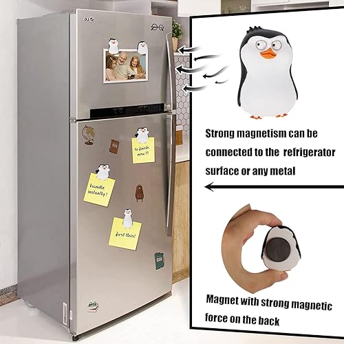 Miniatura 5 de ngaty Imanes de pingüino para refrigerador, 4 unidades, imán de pingüino 3D para cocina, nevera y casillero, decoración del hogar y decoración de