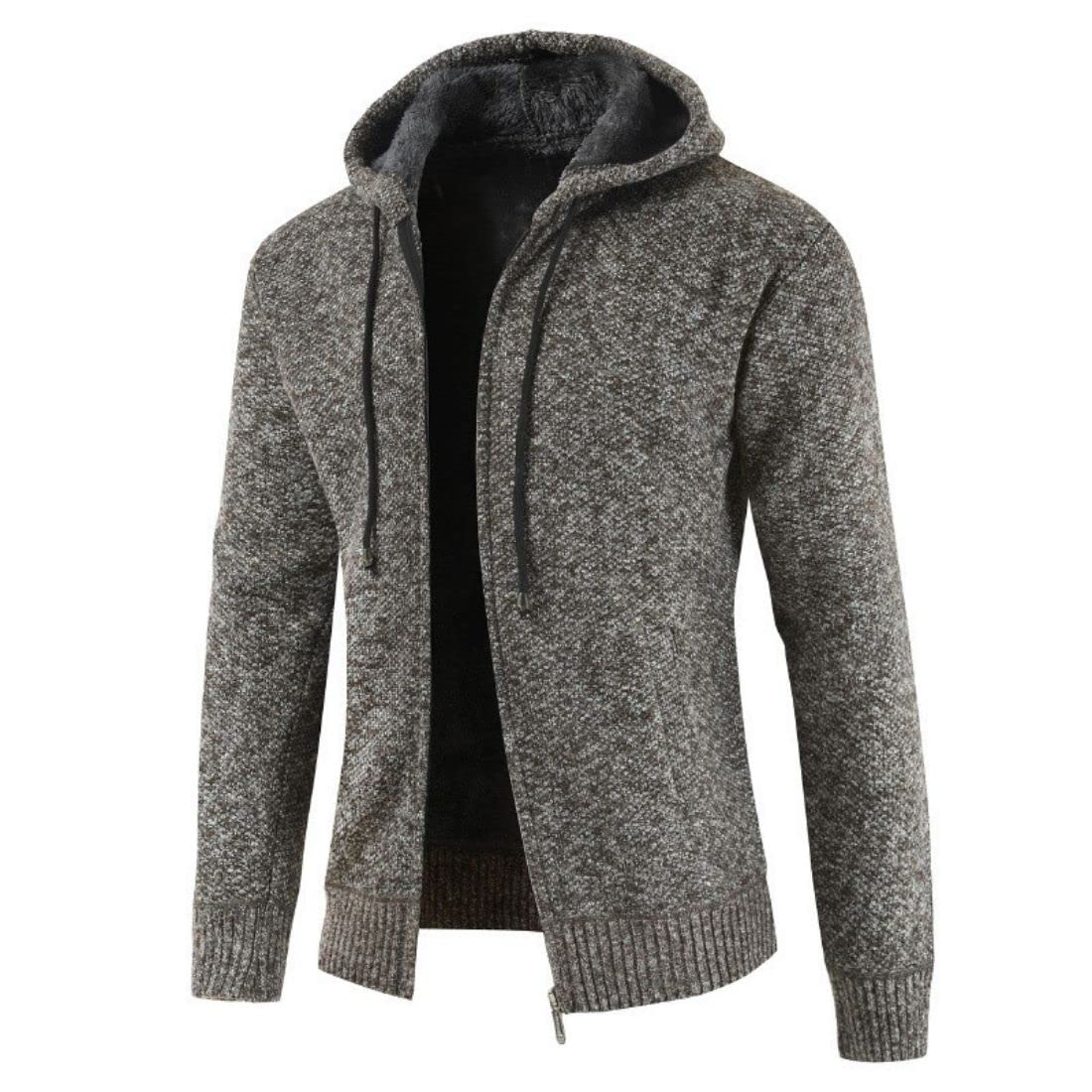 Kinkia Men's Fleece Lined Hoodie Winter Warm Full Zipper Cardigan Sweater