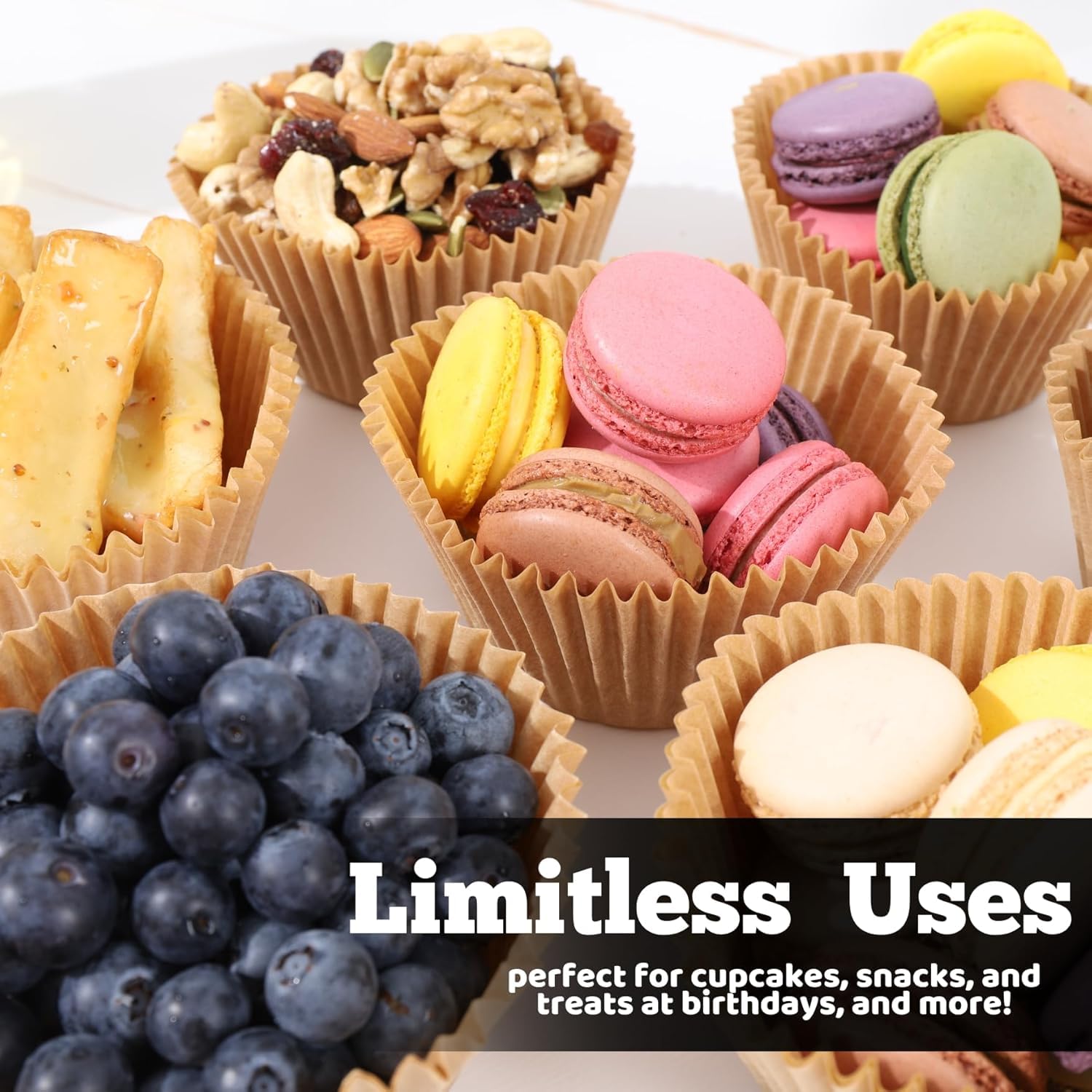 Cupcake-Einlagen zum Backen, 600 braune Jumbo-Muffinförmchen, Dessertbecher, dickes, ungebleichtes Pergamentpapier, Backzubehör, große fettdichte Pfanneneinlagen