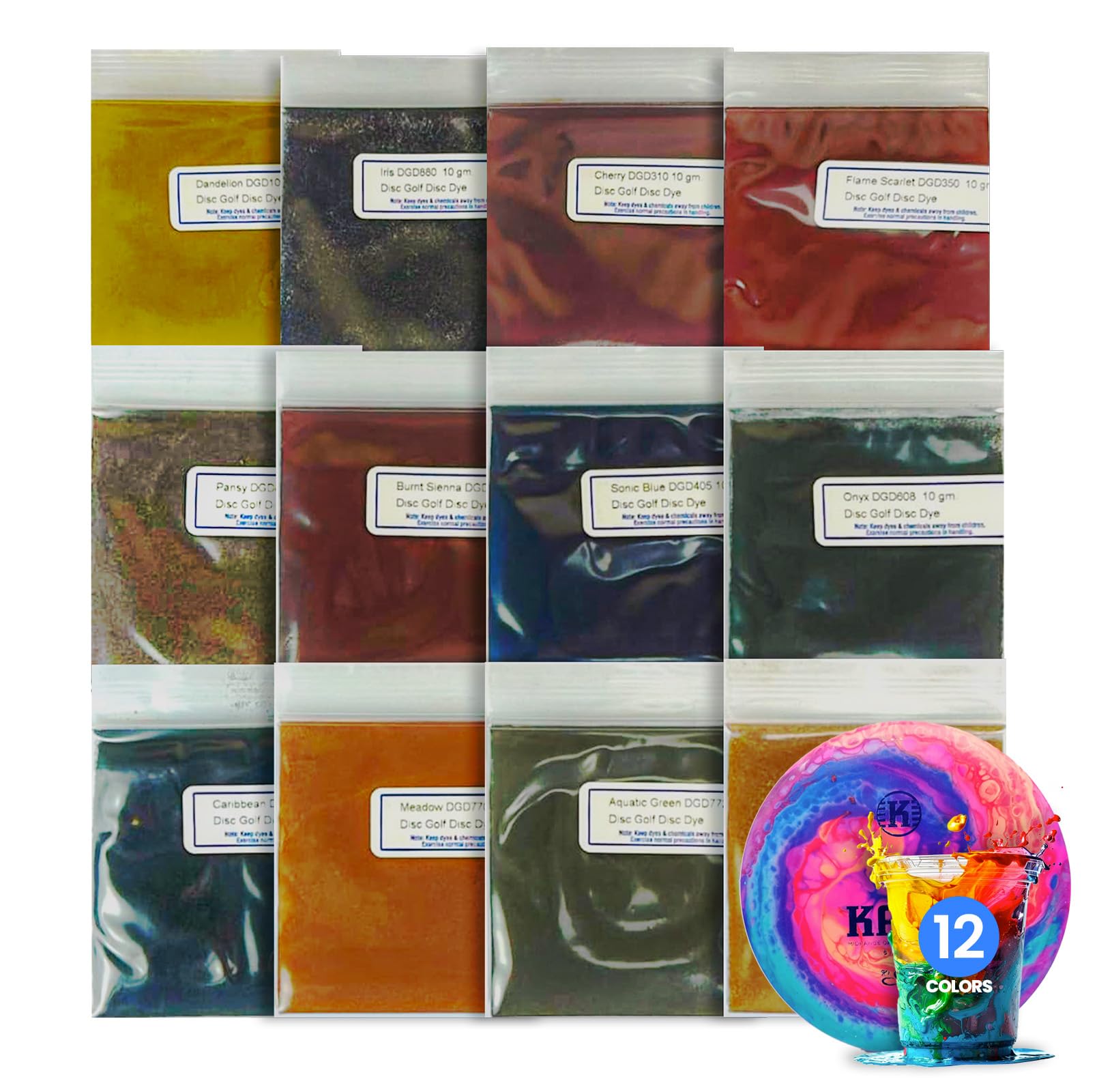 PRO Chemical Disc Golf Dye Kit | Starter Set for Customize Beginner Discs | Disc Golf Accessories, Unique Powder Dyes for DIY Designs | Easy