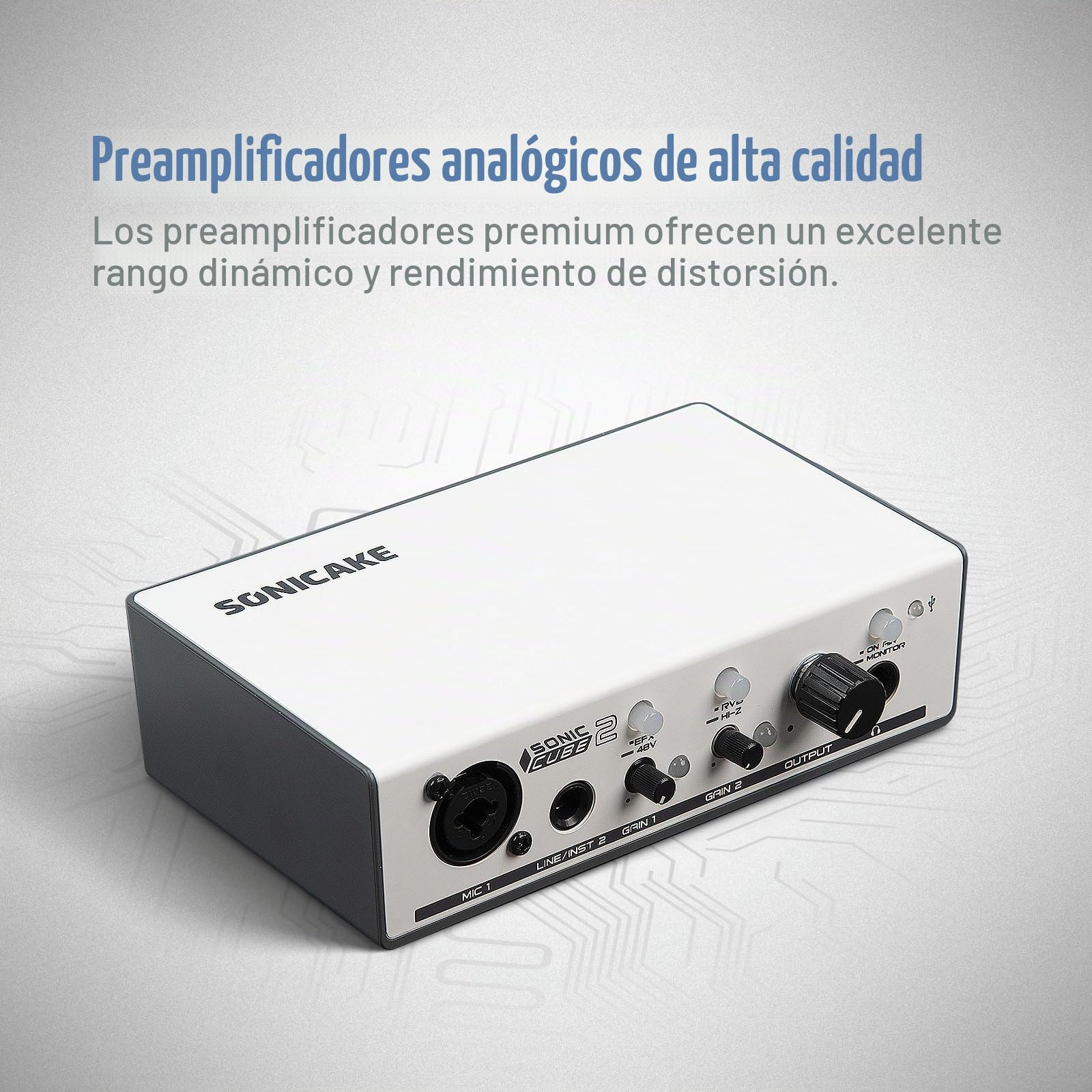 SONICAKE Interfaz de audio Preamplificador analógico profesional de dos canales con rango dinámico y rendimiento de distorsión Modelado digital Efectos DSP Sonic Cube II