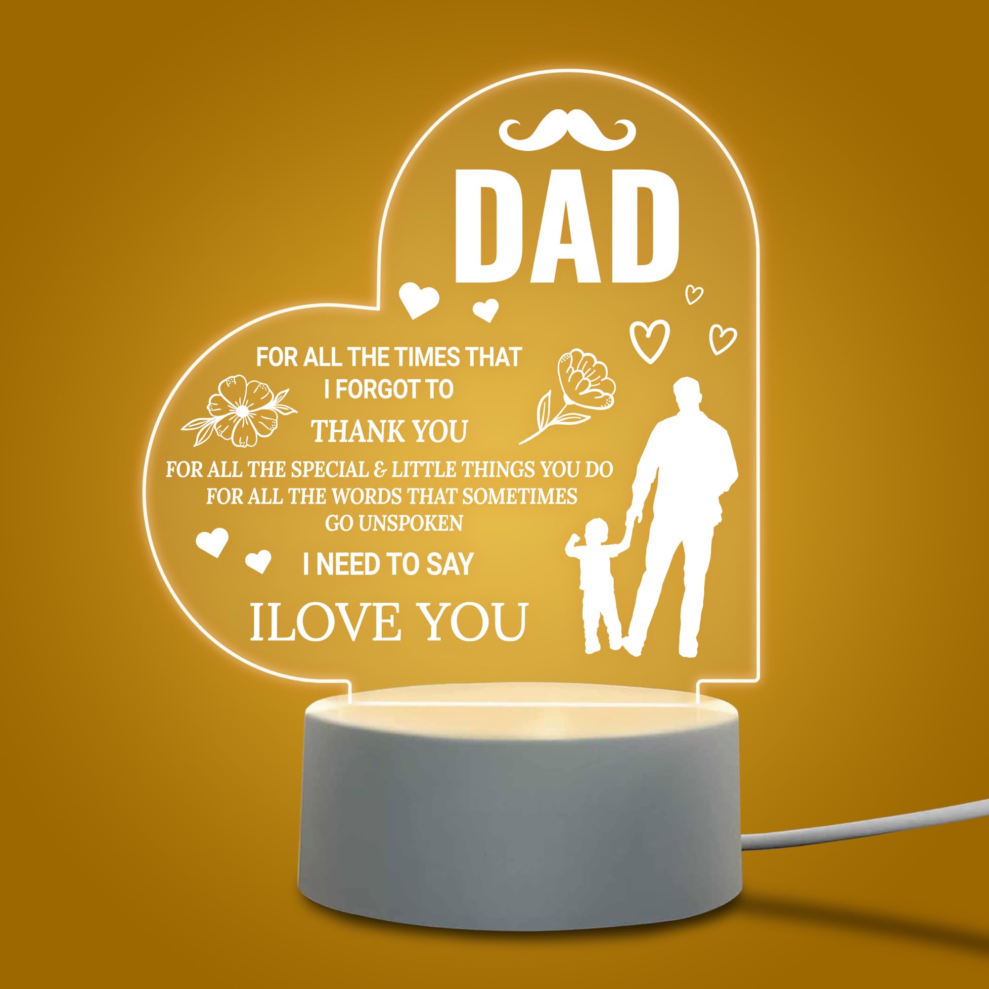 Dad Birthday Gift Engraved Night Light, Valentines Day Gifts for Dad from Daughter Son, Fathers Day, Christmas Lamp Gifts for Dad,Fathers Day,Christmas Gifts