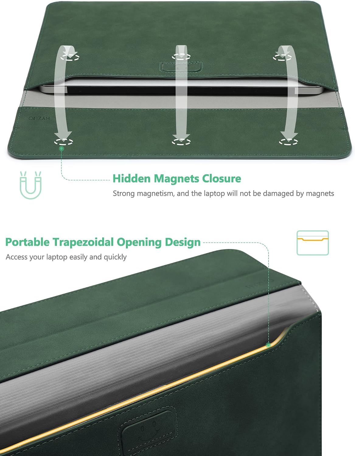 HYZUO 13 Inch Laptop Case Sleeve with Stand for MacBook Air, Midnight Green image 4