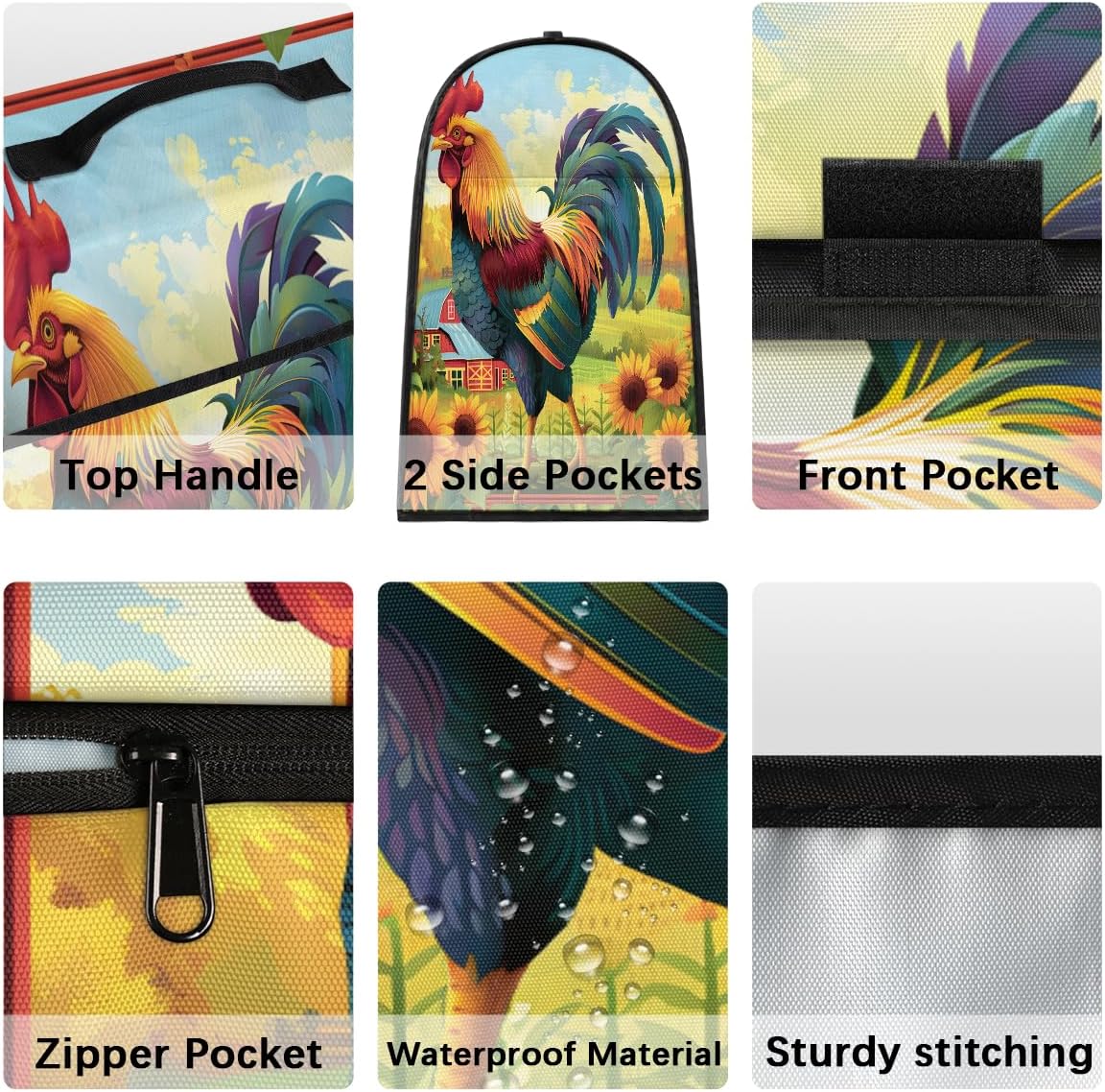 Rooster Flower Animal Kitchen Aid Cover Stand Mixer Dust Covers Compatible with 6-8 Quarts Washabled Stand Mixer Cover Zipper Pocket and Handle for Various Kitchen Appliance Accessories