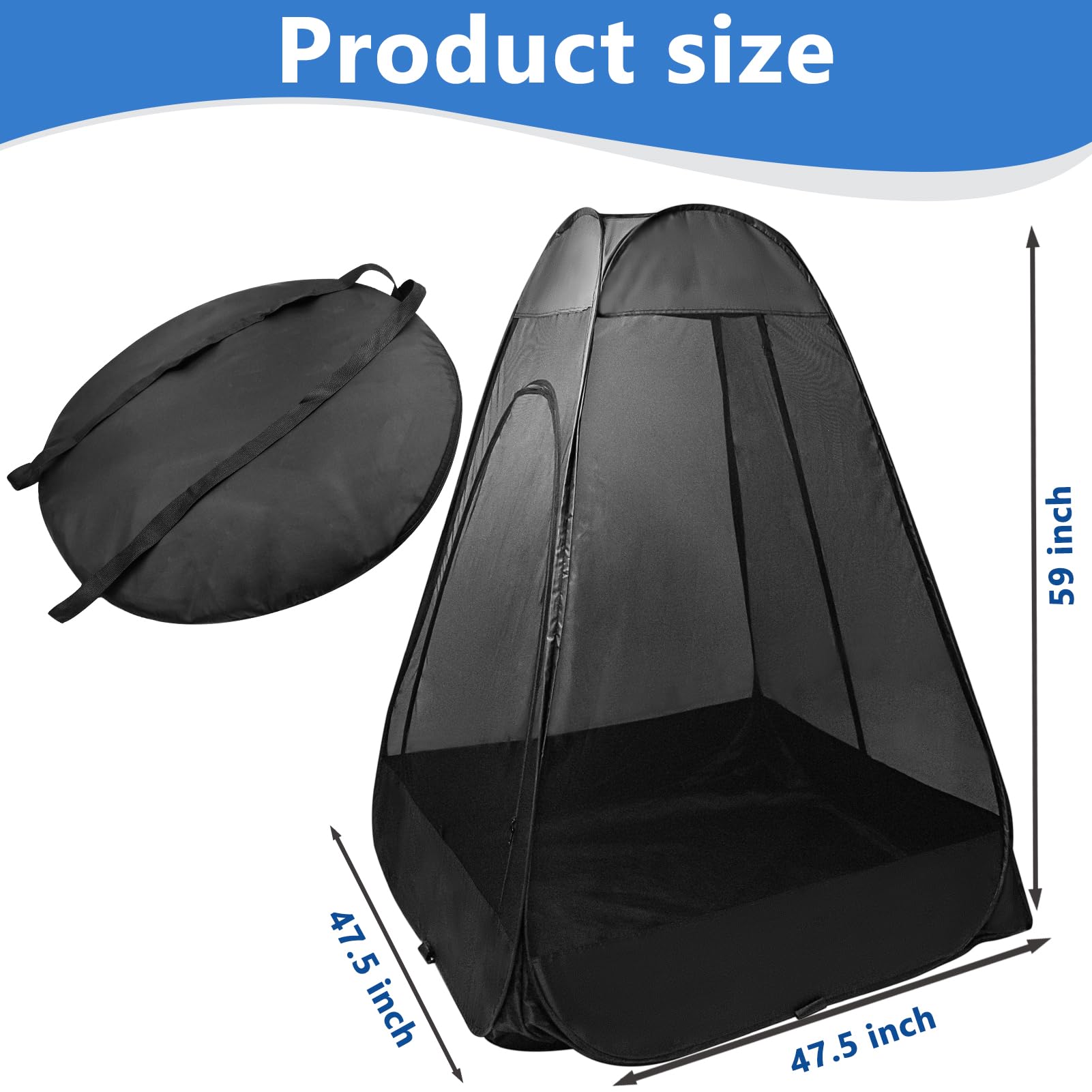 Pop Up Moskitonetz Zelt für Stuhl, One Person 360° Mesh Bugs Barrier Stuhl Moskito-Zelt mit Aufbewahrungsrucksack, Tragbarer Pop-Up-Stuhl, Moskitonetz für Camping, Angeln, Outdoor, Stuhl nicht im