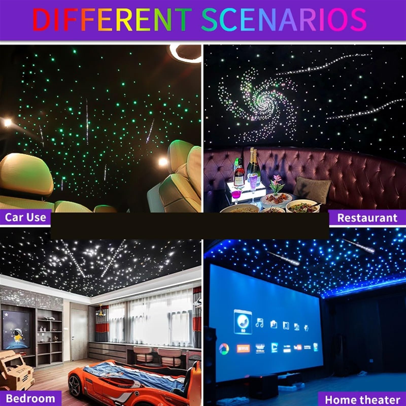 16W Meteor Twinkle Cielo Estrellado Techo Coche Estrella Luz De Fibra Óptica Cielo Estrella Techo Led Luz De Ambiente Interior Decoración Del Hogar(Mixed 295 3m 200 3m)