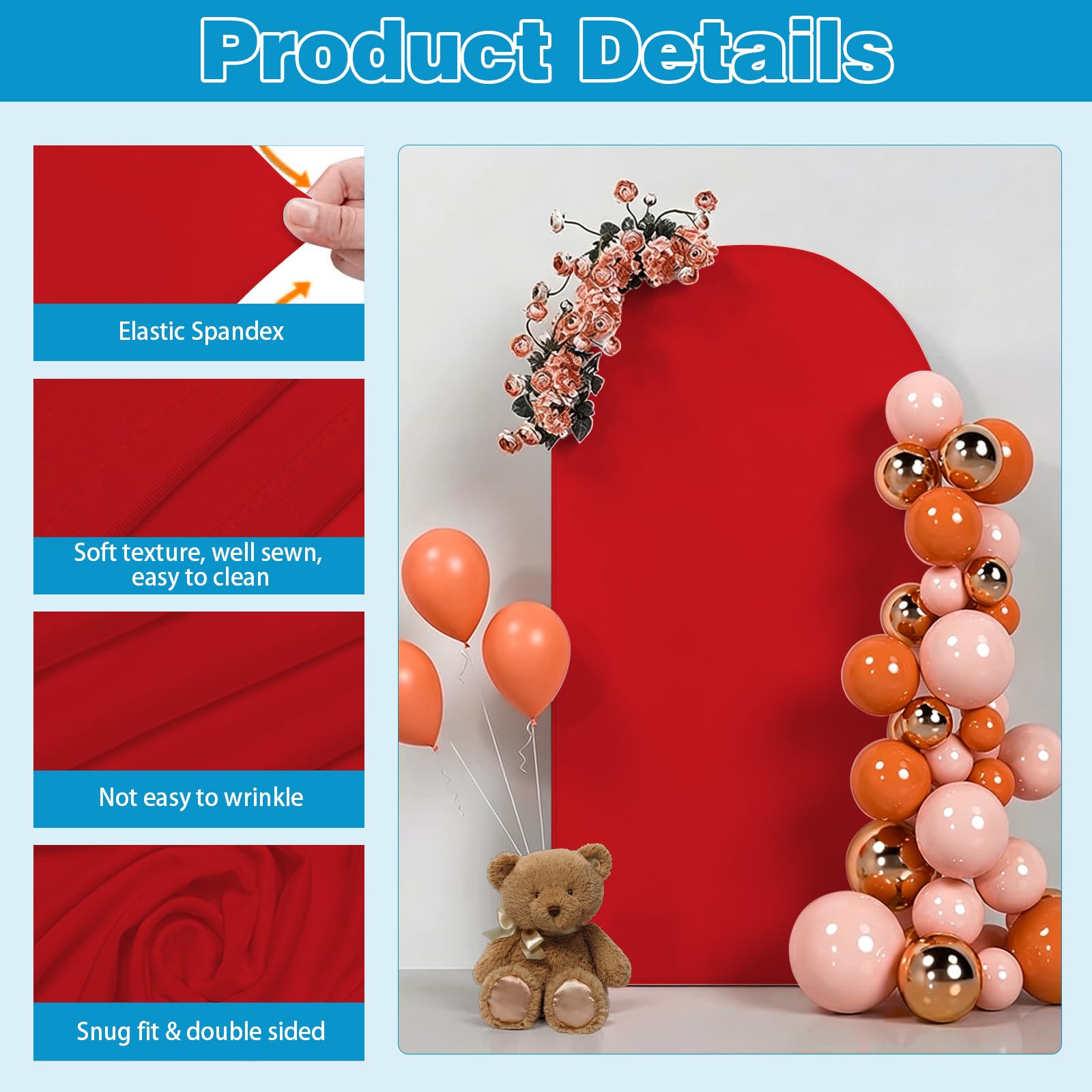 Set Di 3 Coperture Per Arco Da Matrimonio In Spandex – Doppia Faccia, Taglie 1,8m, 2m E 2,2m, Per Cerimonie, Compleanni E Battesimi - 2