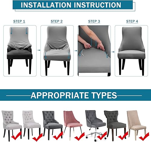 Miniatura 6 de Liykimt Funda elástica para silla lateral con respaldo de ala - Funda para silla de acento con brazo, lavable, silla de comedor tapizada con brazo