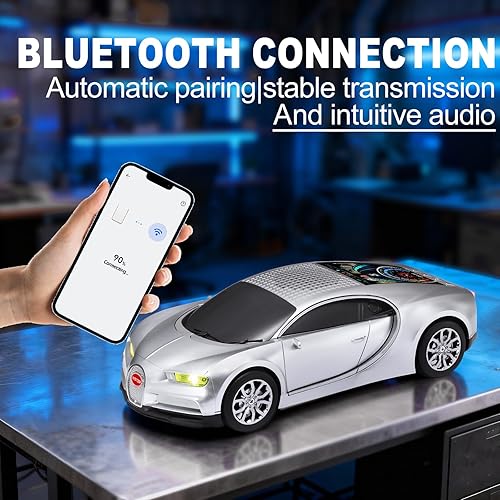 Miniatura 4 de WS-660 Hypercar Replica Altavoz Bluetooth con pantalla LED Starry-Sky, portátil con sonido HD, luz de fiesta LED, emparejamiento TWS, reproducción