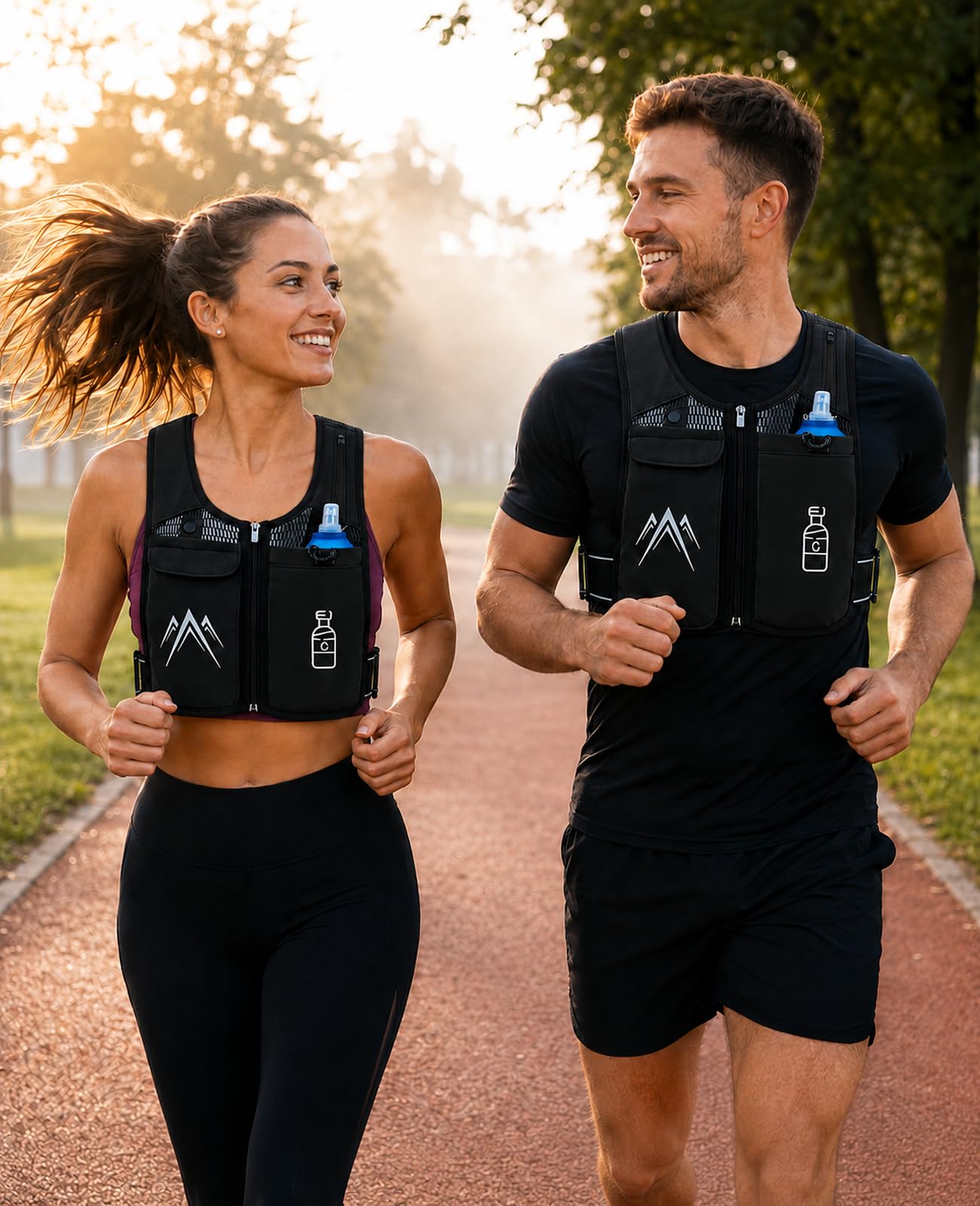 Laufweste mit Trinkflasche 470 ml, Trinkweste Laufen Damen Herren, ultraleichter Laufrucksack 156 g mit wasserdichter Handytasche, reflektierende Running Vest für Joggen, Trailrunning, Marathon