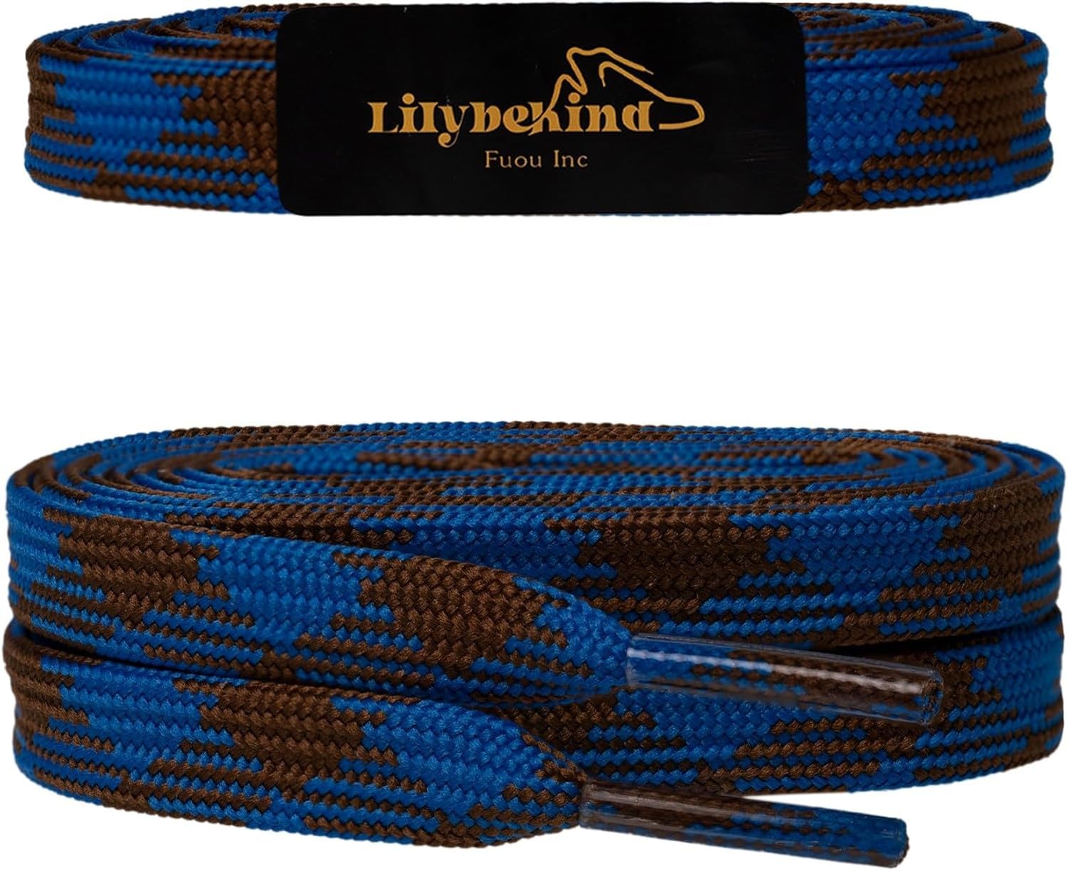 WOMGKDA 5/16 Inch 51 Inch Colored Flat Replacement Shoelaces for Sneakers Casual Shoes, Blue Brown Multi