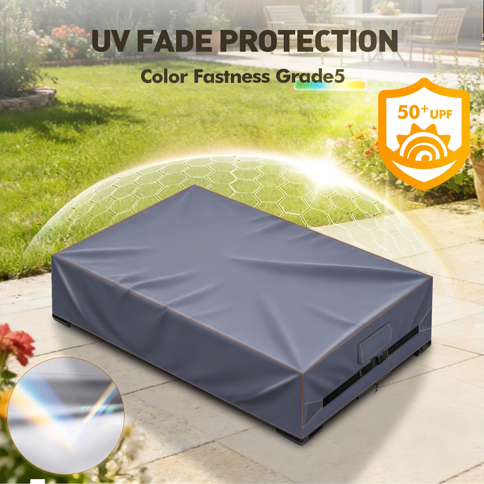 Copertura Per Sdraio da Giardino Per 2 Persone, Grigio 200x130x40cm | Impermeabile copertura per sdraio da giardino per 2 persone, protezione UV, antivento, tessuto 420D resistente agli strappi