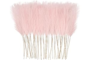 50pcs Pink Faux Pampas Grass - 21.6" Decor, Short Artificial Pompous Grass...