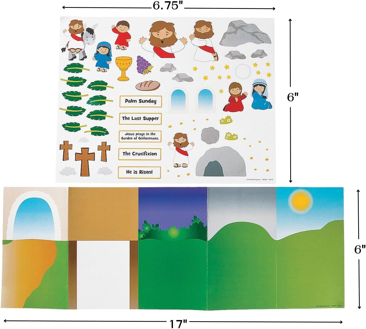Fun Express - Holy Week Fold Out Sticker Scene for Easter - Stationery - Stickers - Misc Stickers - Easter - 12 Pieces