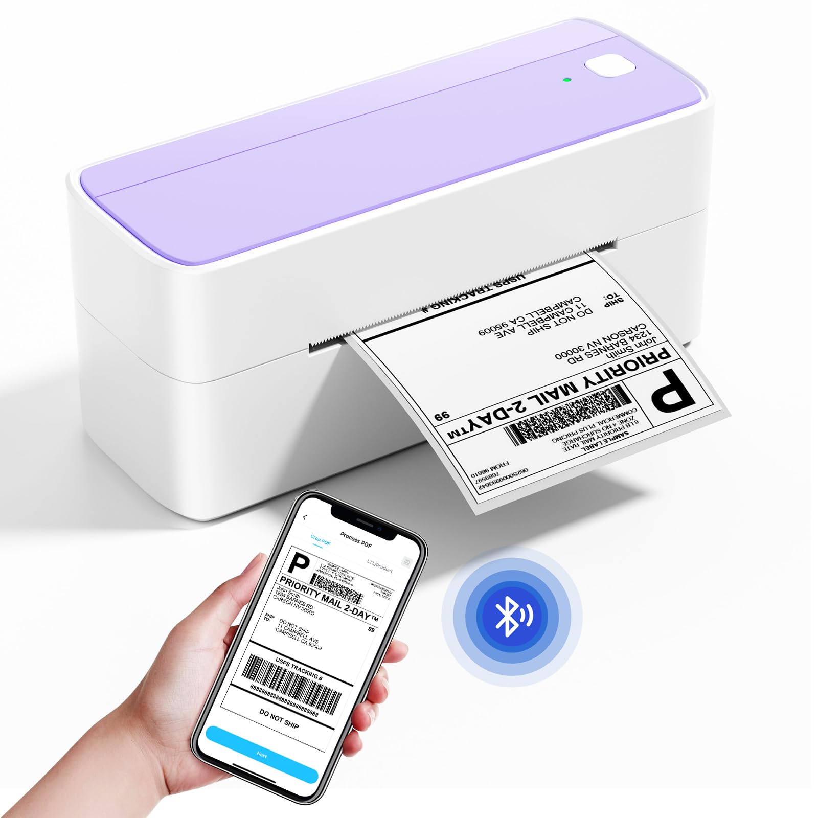 Memoking Wireless Shipping Label Printer 4X6-241BT Thermal Bluetooth Shipping Label Printer for Small Business, Postage, Packages, Shipping Label Maker Compatible with USPS, Noon, Souq, Amazon